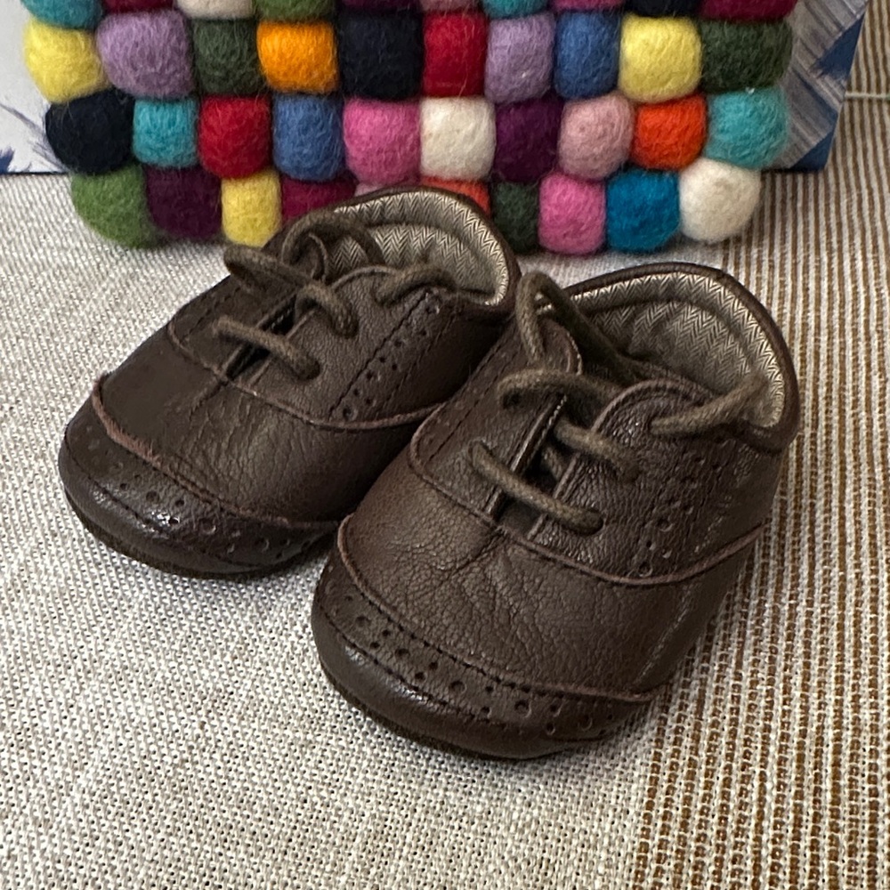 Janie and Jack Brown Baby Walker Shoes